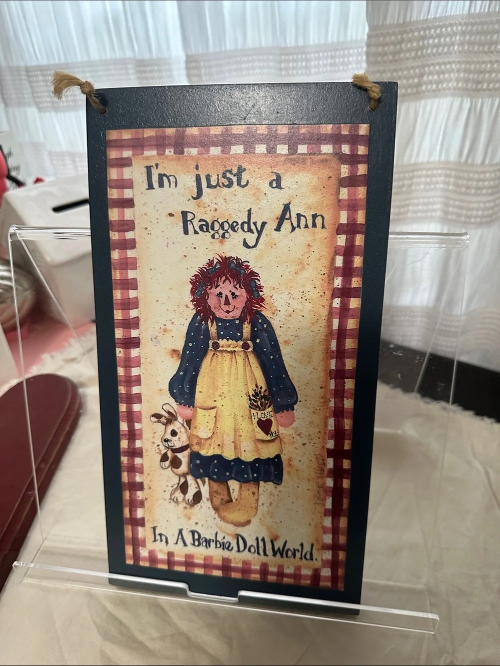 2 Rustic Wooden candle sconces and raggedy Ann picture Home Interior